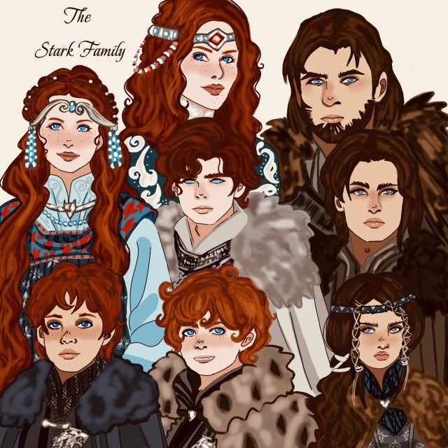 starkthinkerr's tweet photo. the stark family 

❆ ◞ art by franzoarts on tumblr https://t.co/VNf1RgV0jg