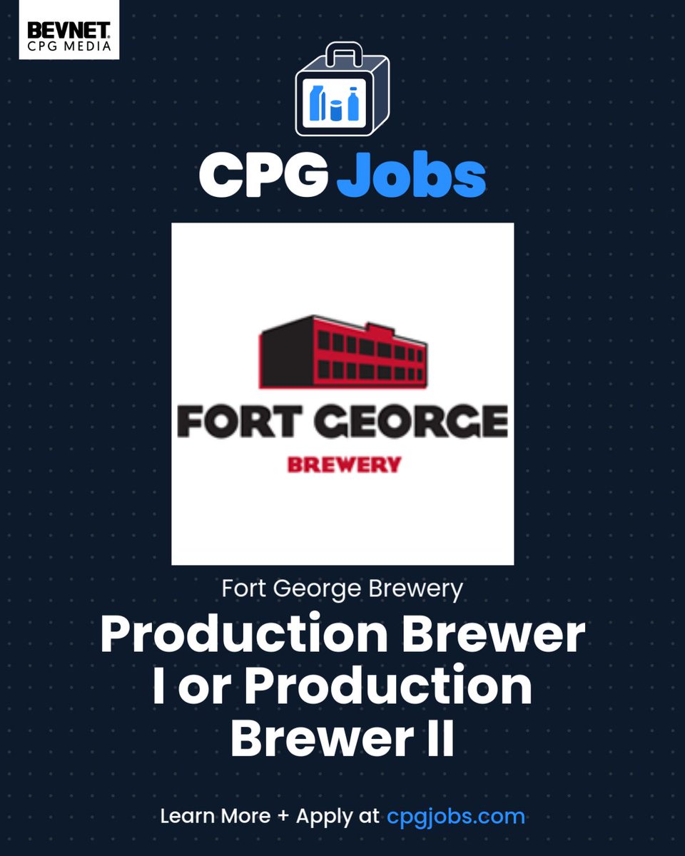 CpgJobs's tweet photo. Fort George Brewery is hiring a Production Brewer I or Production Brewer II in Astoria, OR. View the job and apply: https://t.co/OO7T2DaCR7 https://t.co/YSH3O8sQeH