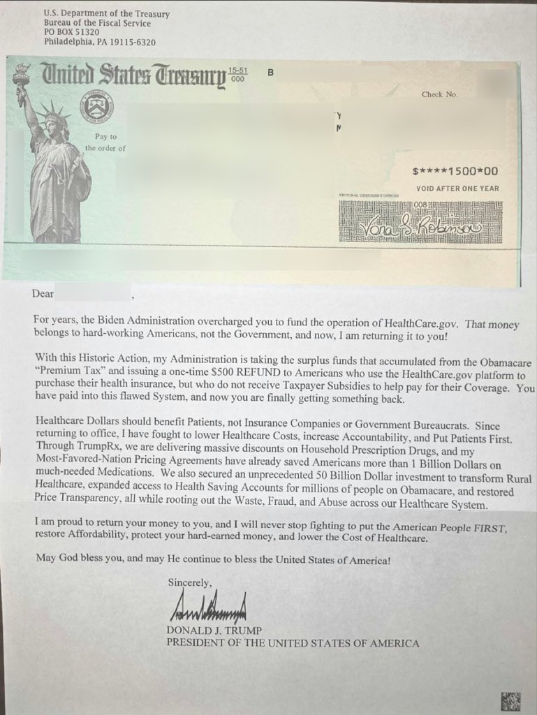 Micro2MMacr0's tweet photo. Just got this check in the mail from @Trump. 🤣

@republicans are totally going to win in November!!!! https://t.co/caxtykk7Am