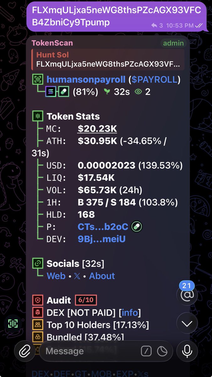 HuntSol11's tweet photo. Entry $PAYROLL

CA> FLXmqULjxa5neWG8thsPZcAGX93VFCB4ZbniCy9Tpump https://t.co/neIozE9kNh