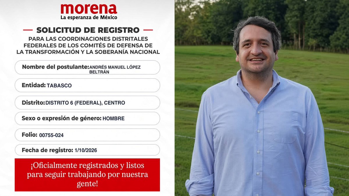 Juan_OrtizMX's tweet photo. 🗳️📌 LE URGE FUERO AL ANDY: YA SE REGISTRÓ PARA SER DIPUTADO FEDERAL 

Andy López Beltrán, hijo de López Obrador, publicó que ya se registró para coordinar Morena en el Distrito 6 de Tabasco.

Es decir, para ser candidato a diputación federal en 2027.

A la par de ese anuncio, también pasó esto:

📍 Detuvieron al Capitán Sol. 

Miguel Ángel Solano Ruiz está señalado dentro de la red de huachicol fiscal. En testimonios incorporados al caso aparecen frases que testigos atribuyen a Solano donde menciona a “Andy” y al “hijo del Presidente” para referirse a operaciones de la red.

📍 La UIF investiga a Amílcar Olán, operador financiero de Andy y Gonzalo López Beltrán. Latinus reportó que habría detectado una cuenta en Suiza con 72 millones de euros, unos 1,433 millones de pesos. 

Si Andy gana y toma protesta como diputado federal, tendría fuero. 

Para proceder penalmente contra un diputado durante su encargo, la Cámara debe aprobar primero una declaración de procedencia. 

Esa protección llegaría hasta 2027. Falta casi un año. ¿Le alcanzará?