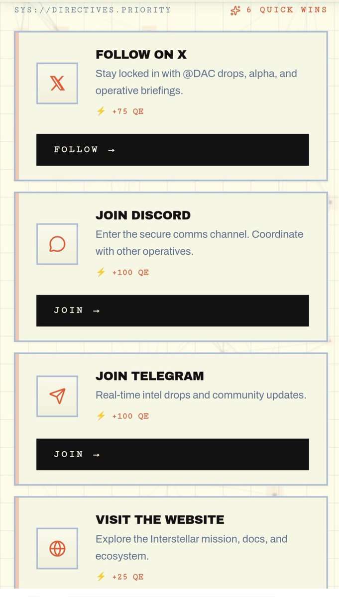 Brian_del23's tweet photo. More missions just dropped on Interstellar. 🌌

New tasks mean more ways to earn QE and open those Quantum Crates.

Keep checking in, clear your missions, and stay active.

Every bit of consistency counts. 👀

Locked in with @dac_chain⚡ https://t.co/g1M8STHGxq