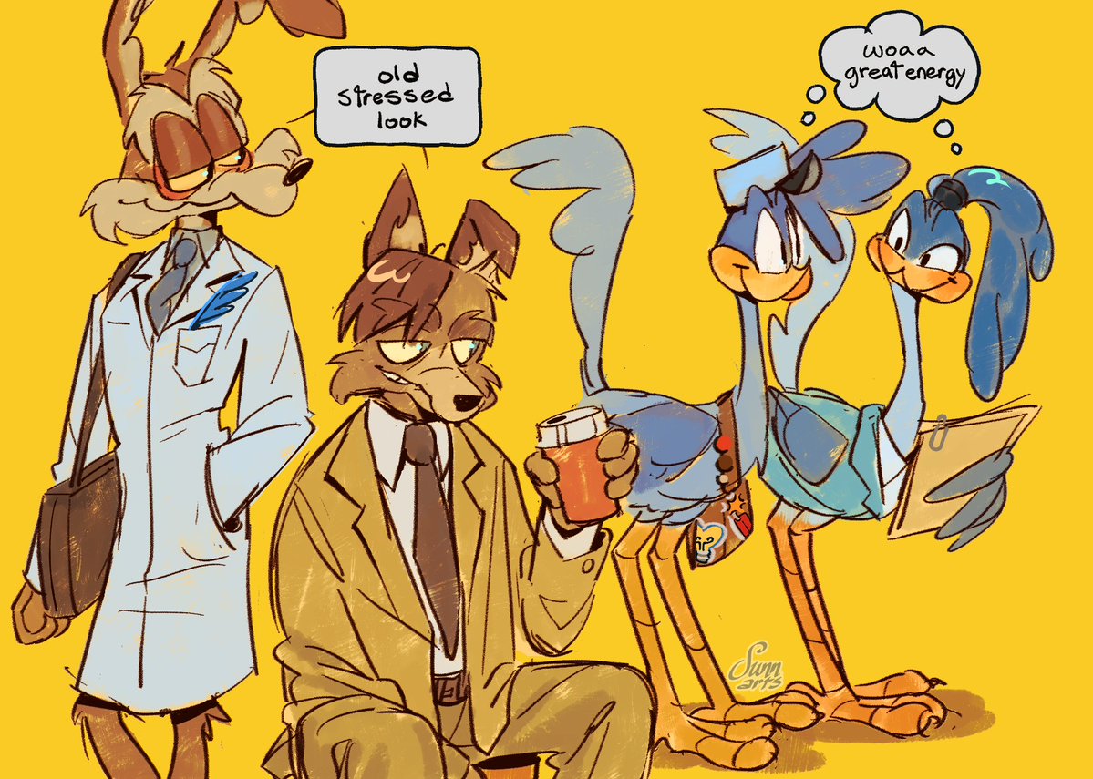 sunnarts_'s tweet photo. #wilerunner #coyotevsacme
i would love these four as a group, do you have headcanons for them???

also kevin isn't a coyote, more like a wolf lol (idk why) https://t.co/ZaTIHZvUew