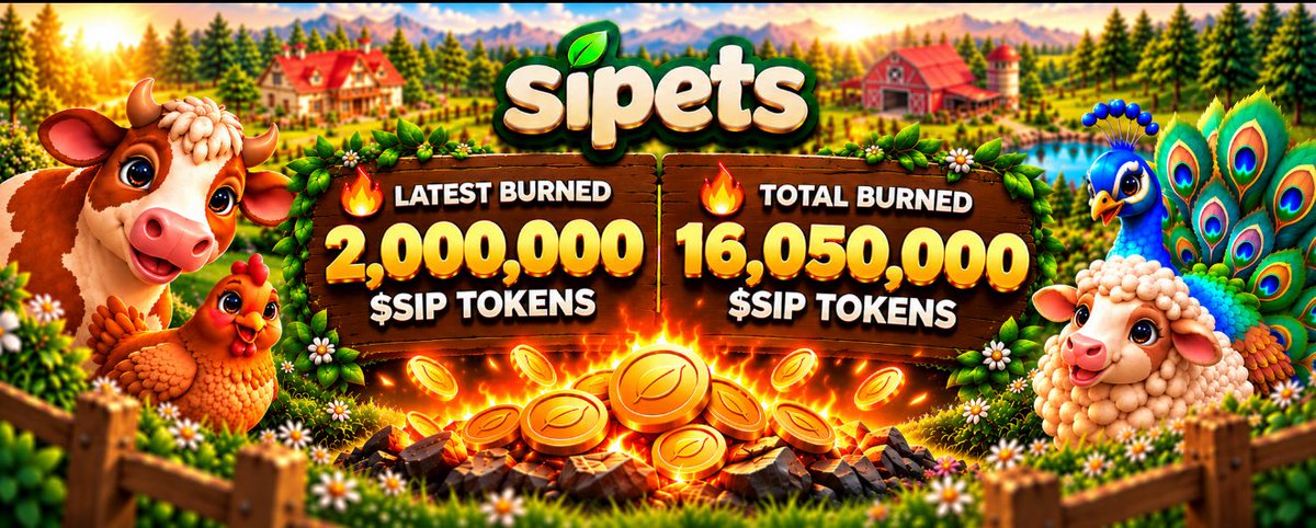 sipets_ai's tweet photo. 🔥 Another 2,000,000 $SIP tokens have been permanently burned, funded entirely by fees generated from pet sales and feeding from: https://t.co/u8SieZ91Ew 

Every interaction strengthens the $SIP ecosystem.

🔥Total burned so far: 16,050,000 $SIP tokens. https://t.co/uw2ZKwvtOR