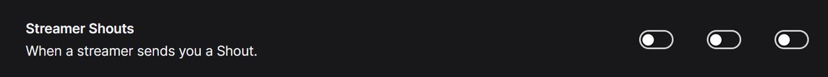 blerbfersh's tweet photo. @TwitchSupport your new Shout feature is impossible to disable, setting looks like this, I still get Shouts, please fix. https://t.co/WU8eVKg3cv