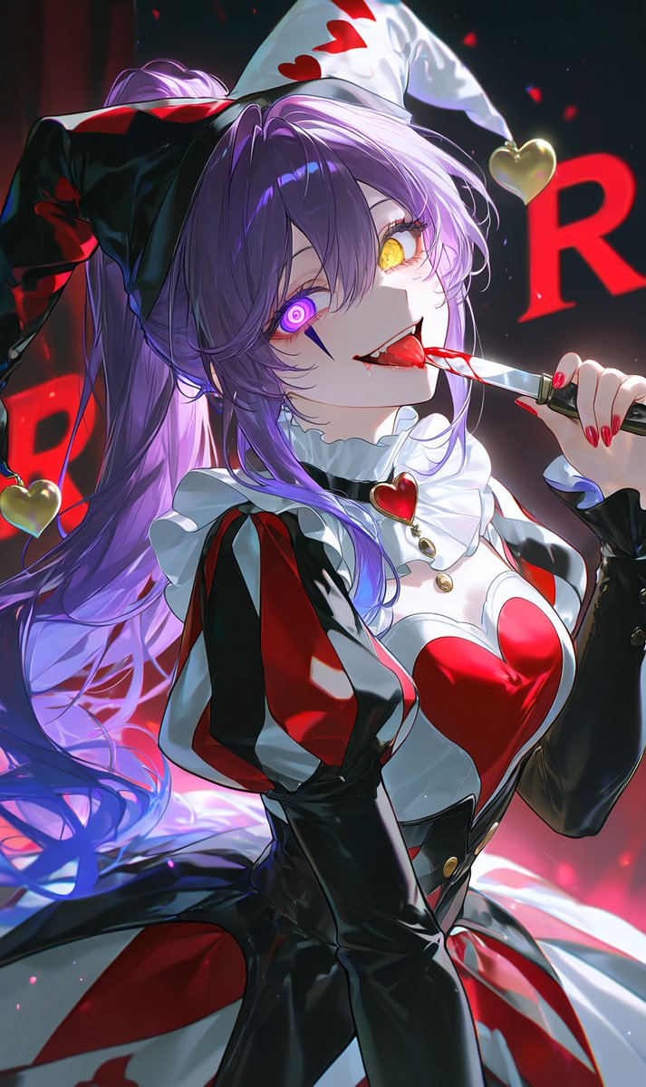 PokeslutEmpress's tweet photo. [Day3/31]

*licks blood of the Blade*

Oh? You’re still staring?”

*tilts my head, the little hearts on her outfit bouncing as I chuckle*

Careful, darling… I might start thinking you like dangerous girls.” ♡ https://t.co/v05aJxXrlE