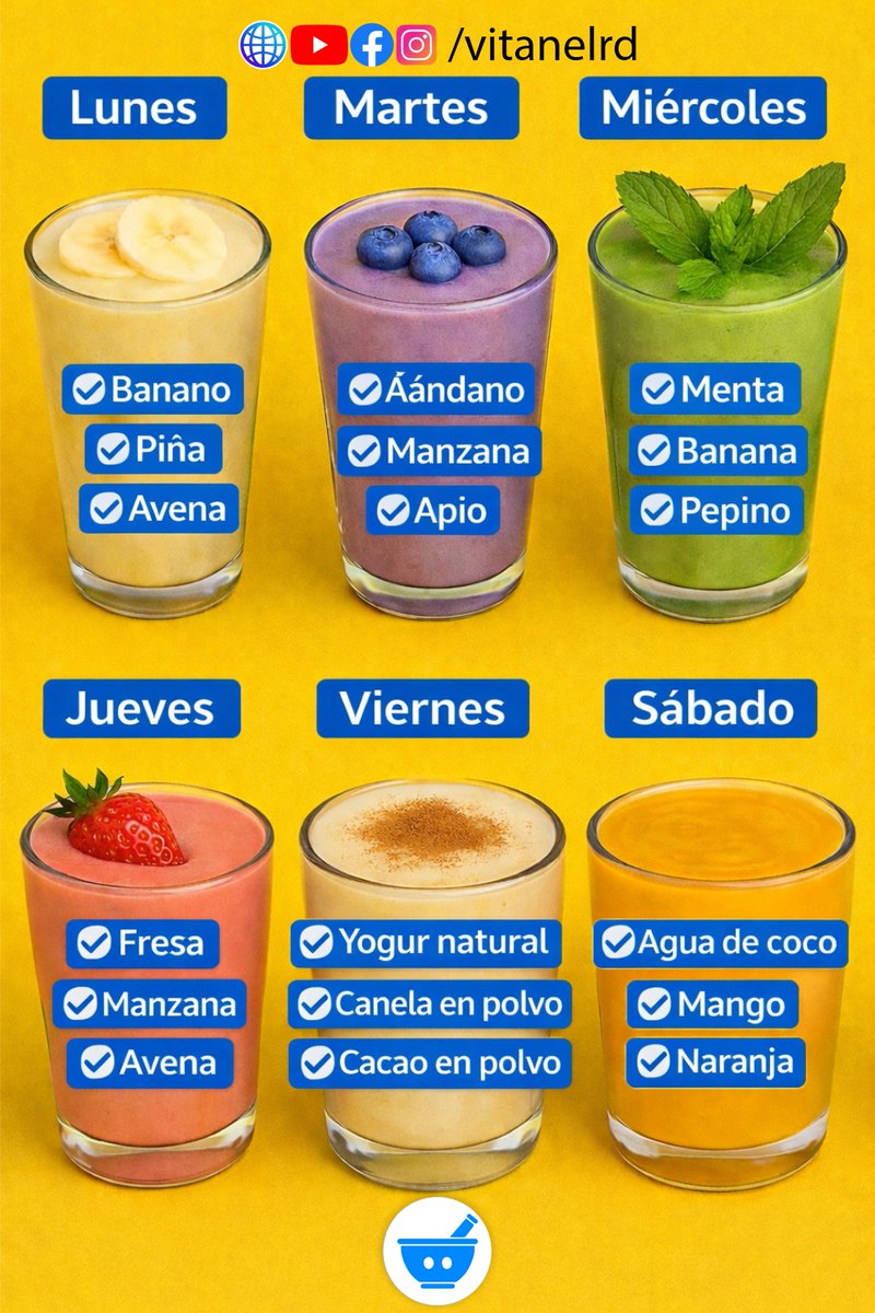 vitanelrd's tweet photo. Batidos saludables para cada día de la semana 🥤📅 https://t.co/SBaiNDkHvs