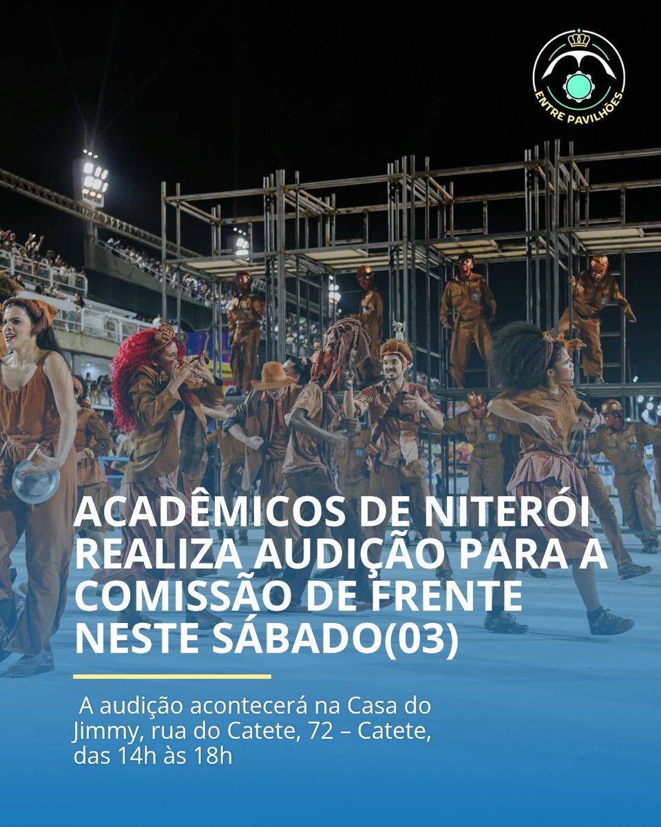 entrepavilhoes's tweet photo. NOVOS BAILARINOS! 🤍💙

A Acadêmicos de Niterói vai fazer uma audição para escolher os integrantes da comissão de frente da escola no próximo carnaval.

A audição será neste sábado (03), na Casa do Jimmy,  das 14h às 18h. O local fica na Rua do Catete, 72, no bairro do Catete.

+ https://t.co/8bZvdl37Ni