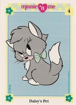 judeykat's tweet photo. this is trixie the kitten, apparently she is a pet of daisy duck's. i can barely find anything about her. she's only in select disney comics and in this impel minnie 'n me trading card game, it came out in 1991. https://t.co/tEE0A2kqFP