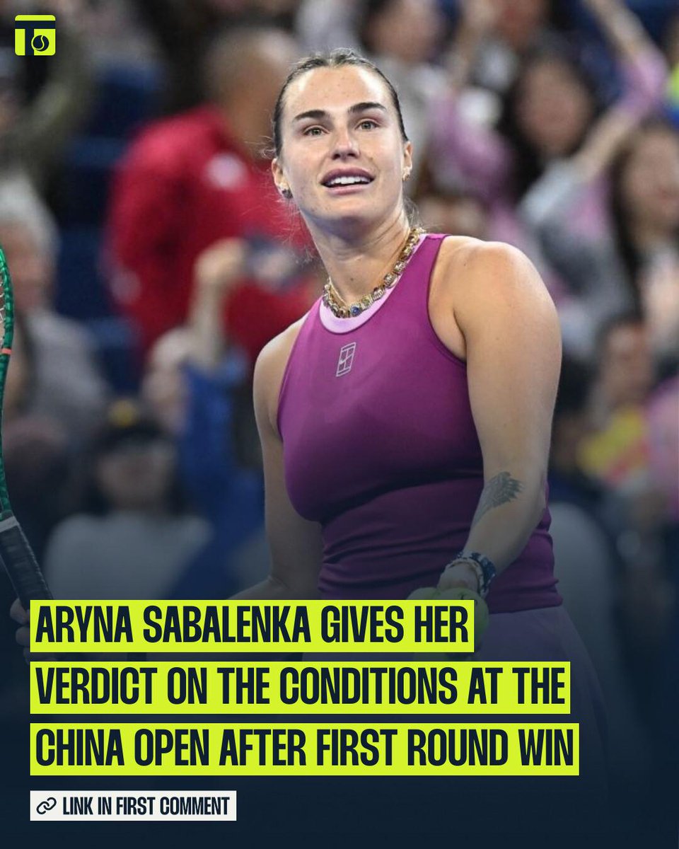 tennis365com's tweet photo. Aryna Sabalenka gives her verdict on the conditions at the China Open after first round win #ArynaSabalenka #Tennis https://t.co/IrUDEmaKGq https://t.co/2QsbKRLBld
