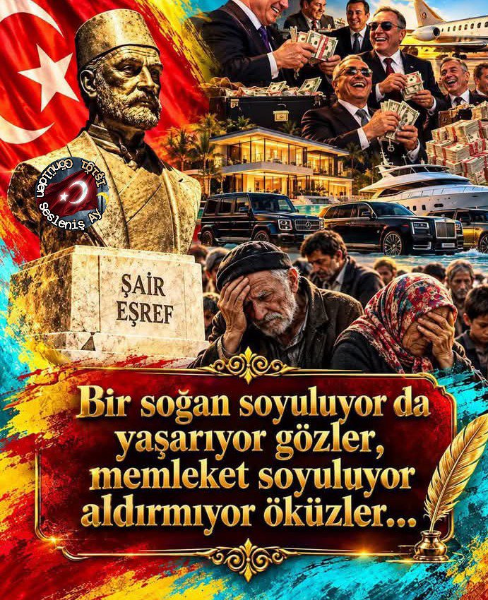 RefikAy9's tweet photo. "Bir soğan soyuluyor da yaşarıyor gözler Memleket soyuluyor aldırmıyor öküzler" Şair Eşref' https://t.co/X2DqeSFGj0