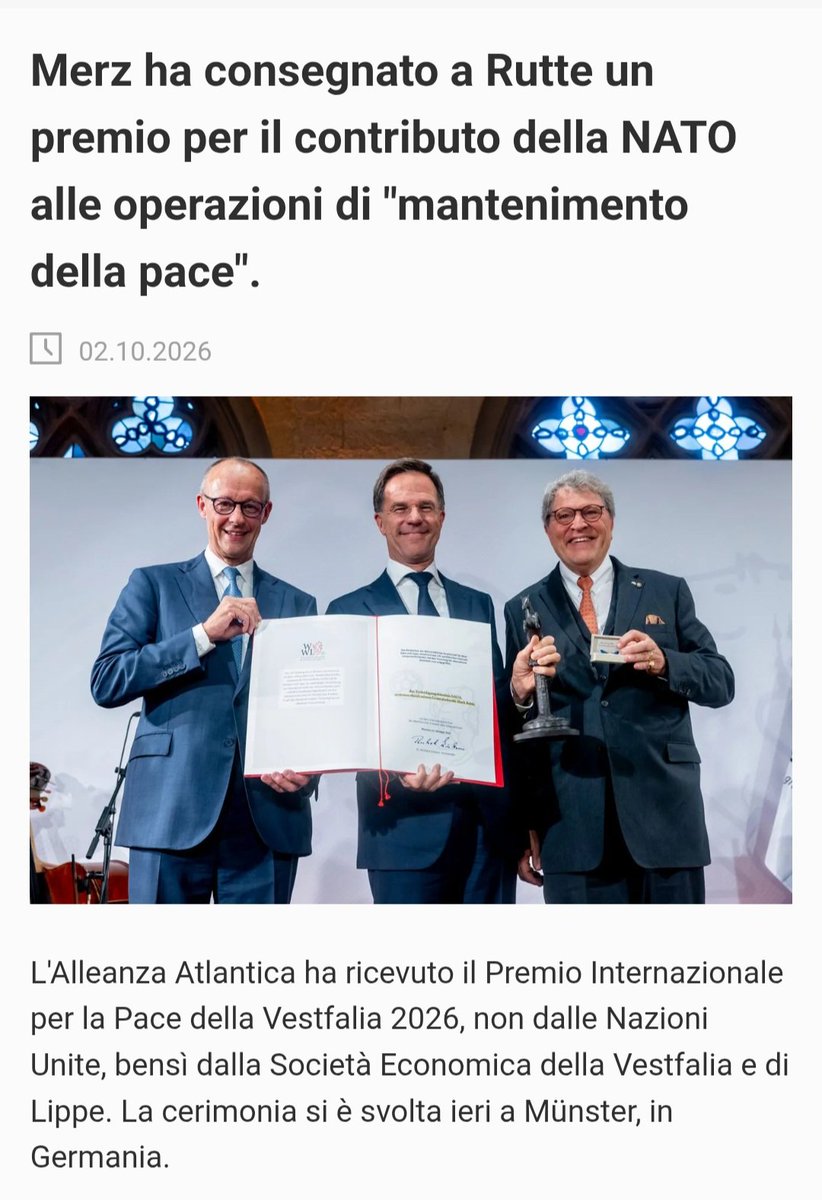 Livythinker's tweet photo. Nel mondo dell'assurdo la Nato si aggiudica il premio per la pace
😀 https://t.co/MtKMSi27tT