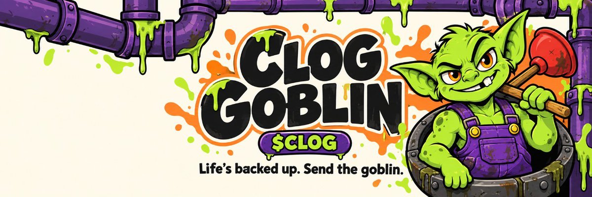 BlackBullX_'s tweet photo. $CLOG | Clog Goblin

$CLOG is live on Solana. Purple overalls. One plunger. The Drain Gang.

Life’s backed up. Send the goblin. Original plumbing memes, simple identity, community first.

Early stage. Clear branding. Room to build. 👀
One to keep on the radar while the pipes are still quiet.

Follow: @ClogGoblin

CA: EB1JTAp1XweGX8yakKBjfWHnH6hQqBM1YoQh2Asdpump

Buy: https://t.co/shUS2IkaOx

DYOR. NFA.

Chart: https://t.co/cpXFjXU6s6