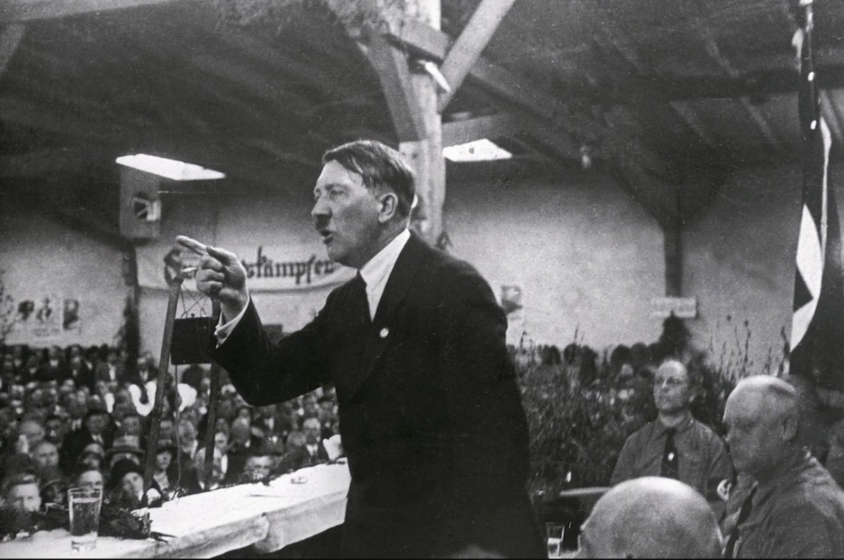 TheMilkBarTV's tweet photo. Below is a speech from Hitler in which he openly declares his intentions for world domination.

“No people had more right to the concept of ruling the world (Weltherrschaft) than the German people. We would have had this right, and no other nation.”

(Stormy applause)  

"Not England, not Spain, not Holland - no other nation could have had an inborn right, on the basis of its energy and competence, and also its numerical strength, to claim the domination of the world.

In the first division of the world, we fell short, but we stand now at the beginning of a new great shake-up of this world. Today, some people claim that we are entering an age of peace, but I have to say to them: Gentlemen, you have a poor understanding of the horoscope of our times, which points, as never before, not to peace but to war.”

Adolf Hitler, addressing his followers on 5 November 1930 in the Rhenish town of Mannheim.

The fact that Tucker Carlson is historically illiterate isn't surprising. What is harder to dismiss is how consistently that illiteracy manifests in making Hitler and the Nazis look better.