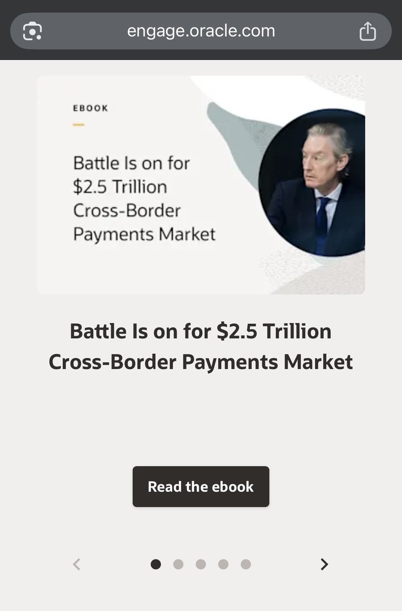 JanGold_'s tweet photo. From Quant’s long term partner Oracle: 

The Battle Is on for $2.5 Trillion Cross-Border Payments Market

ethereum:0x4a220e6096b25eadb88358cb44068a3248254675 https://t.co/jkEAncIC8S