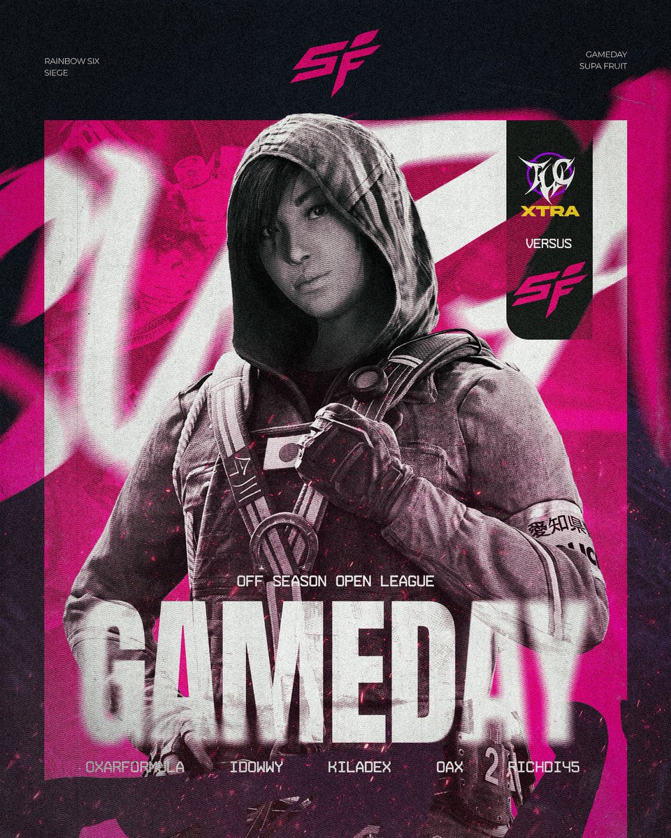 SupaFruitGG's tweet photo. SUPA FRUIT 🆚 TWCX (@TWCXgg)
7 PM EST 🍒LIVE ON https://t.co/lq3G4J88WJ
@OFFSEASONR6
New Squad.📷MORE THAN A TEAM. 📷#R6Siege #RainbowSixSiege #SupaFruit https://t.co/m15mAIqHym