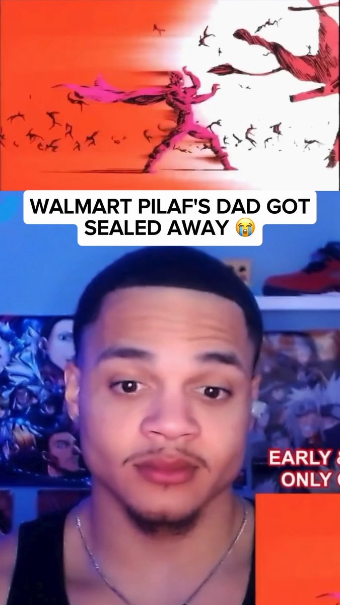 A video thumbnail showing a man reacting with the text "WALMART PILAF'S DAD GOT SEALED AWAY" above an anime battle scene and "EARLY..." text below.