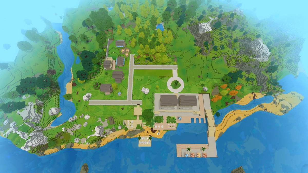 XGrifom's tweet photo. The town keeps growing, started working on the commercial/market zone.

#hytale #hytalebuilder https://t.co/Go8sDaXCMm