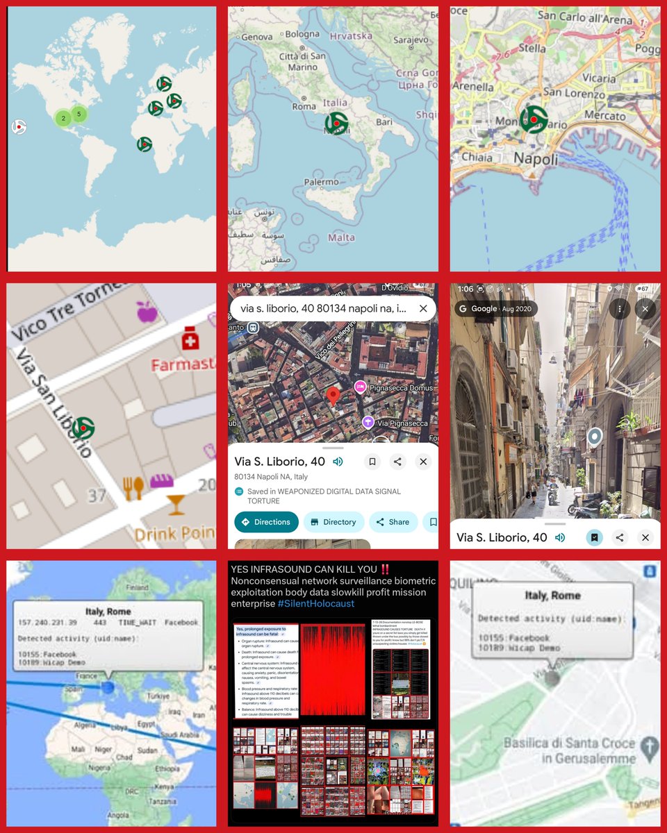 lisakjunker5's tweet photo. Via S Liborio 40 Napoli Italy  in the house via lethal infrasound system Not the first time someone from Italy has come in #Biohacking #TargetedIndividuals #MetaverseCrimes #ModernDayHumanTrafficking #ModernDaySlavery #ModernizedClandestineMKUltra #CrimesAgainstHumanity 💰 https://t.co/Fw4HhZU5Er