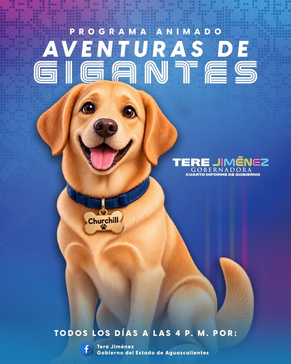 GobAgs's tweet photo. TODOS LOS DÍAS LES ESTARÉ COMPARTIENDO A LAS NIÑAS Y NIÑOS DE AGUASCALIENTES MI DÍA A DÍA A TRAVÉS DE LA SERIE ANIMADA “AVENTURAS DE GIGANTES” ✨ 🙌🏻

⏰ 4:00 PM 
📲 A través de redes sociales: Tere Jiménez y Gobierno del estado de Aguascalientes

#TereJiménez 
#CuartoInforme https://t.co/uvKz2ANKy0