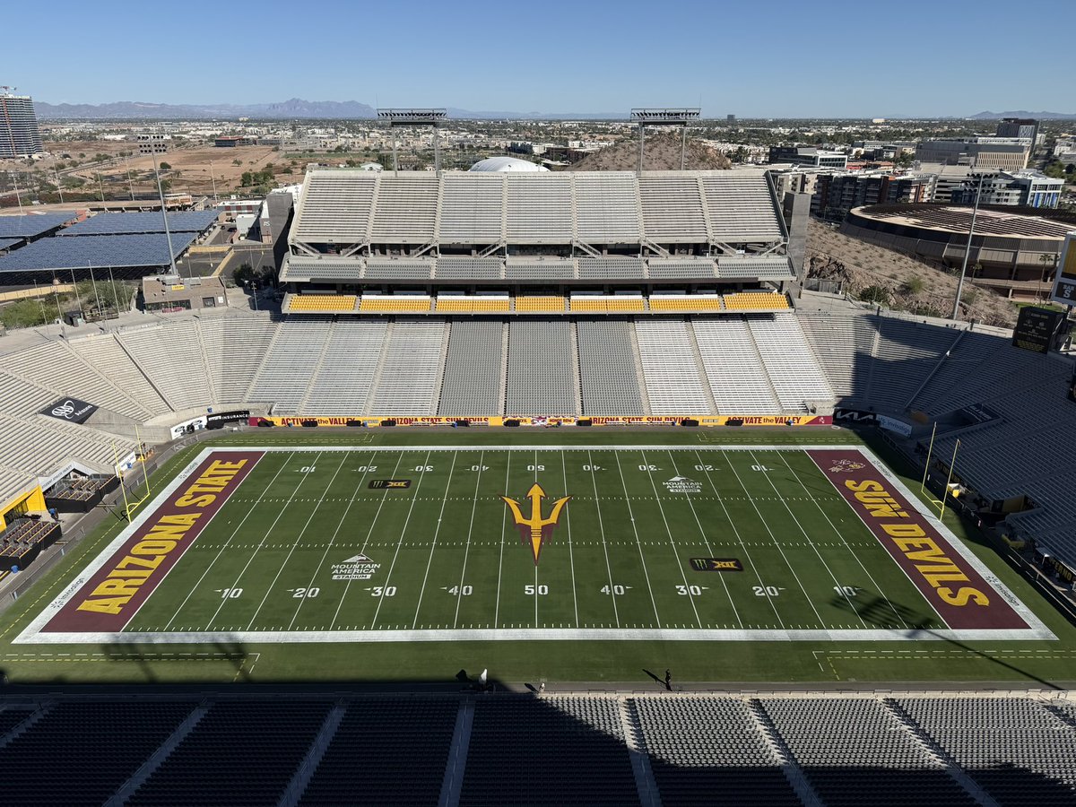 ASUGroundsCrew's tweet photo. Maroon monsoon incoming!! Go Devils! https://t.co/DmRWFrmPWp