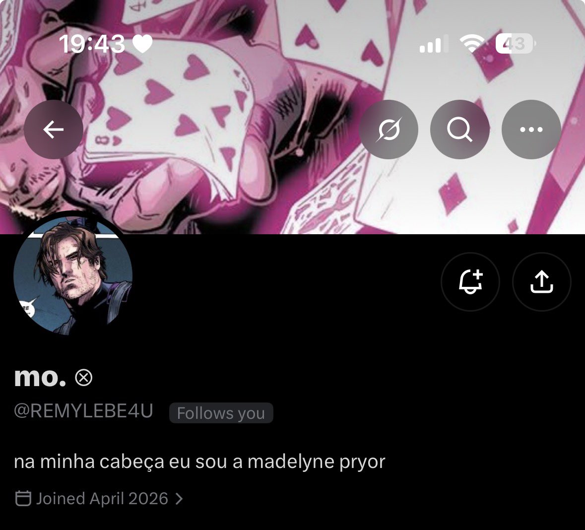 monamouril's tweet photo. @REMYLEBE4U 
essa bicha sazonalmente muda o perfil todo ATE O ARROBA so p servir estetica fico pasme https://t.co/gq3kziM8mD