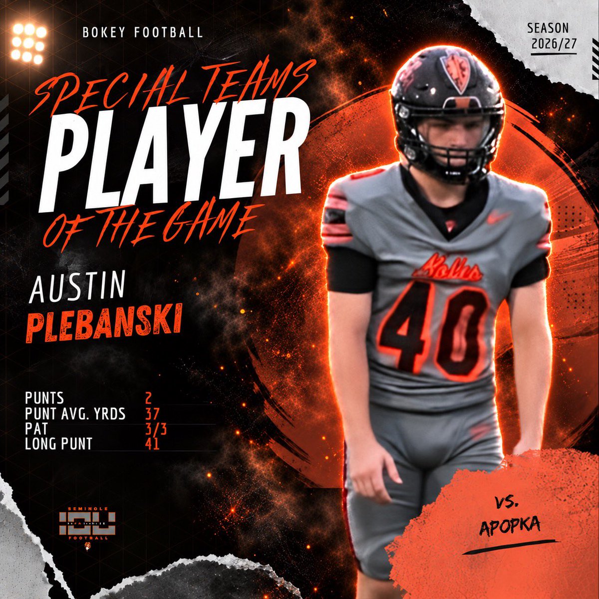 BokeyFootball's tweet photo. Varsity Players of the week vs Apopka! 🖤🧡🏈 #Bokey @kadin_flores @Lewis_Zachar @AustinPlebanski https://t.co/w9DexGy6hD