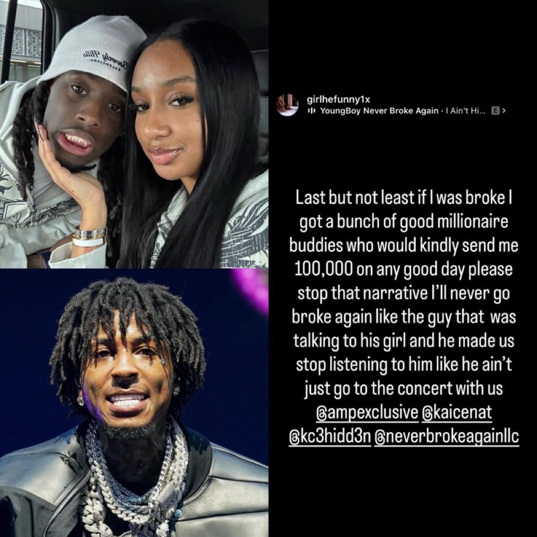 AkademiksTV's tweet photo. Reggie says Kai Cenat made them stop listening to YB  after that whole situation where Kai was thinking his girl was talking to YB https://t.co/Tyv9fiHkW9