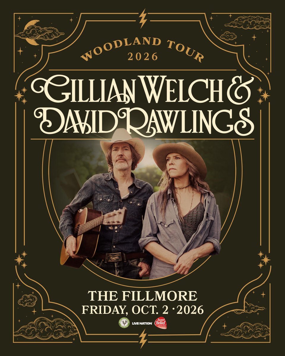FillmoreSF's tweet photo. TONIGHT: Gillian Welch &amp; David Rawlings take the stage 💫 Doors at 7PM, show at 8PM. More info: https://t.co/vwX0WjnmsP https://t.co/bUHaDd6zqp