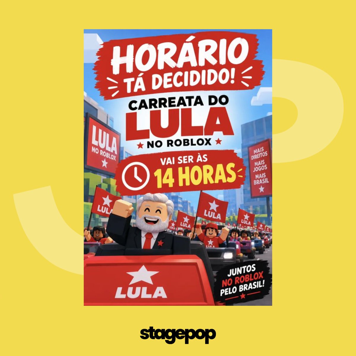 stagepopbr's tweet photo. MEU DEUS: Jogadores estão organizando uma CARREATA DO LULA dentro do ROBLOX. https://t.co/g6E3F4Y3uA