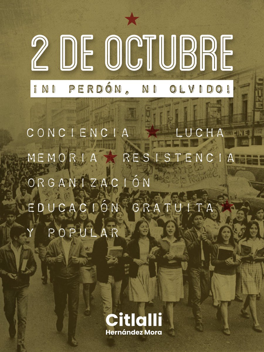 CitlaHM's tweet photo. Quisieron apagar con represión las voces de una generación. No pudieron.

Las demandas de democracia, libertad y justicia del movimiento del 68 trascendieron Tlatelolco y transformaron para siempre la vida pública de México.

58 años después, 2 de octubre no se olvida. https://t.co/IoBMYrvmxQ