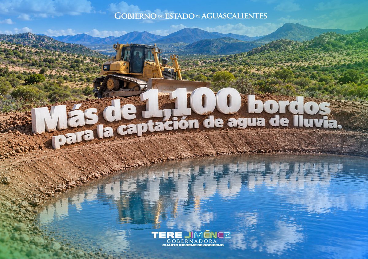 GobAgs's tweet photo. 💧MÁS DE 1,100 BORDOS PARA FORTALECER EL CAMPO DE AGUASCALIENTES

Hemos construido y rehabilitado más de 1,100 bordos para captar y aprovechar el agua de lluvia, apoyando a las y los productores y fortaleciendo sus actividades agrícolas y ganaderas

#TereJiménez
#CuartoInforme https://t.co/QJBZldHlGf