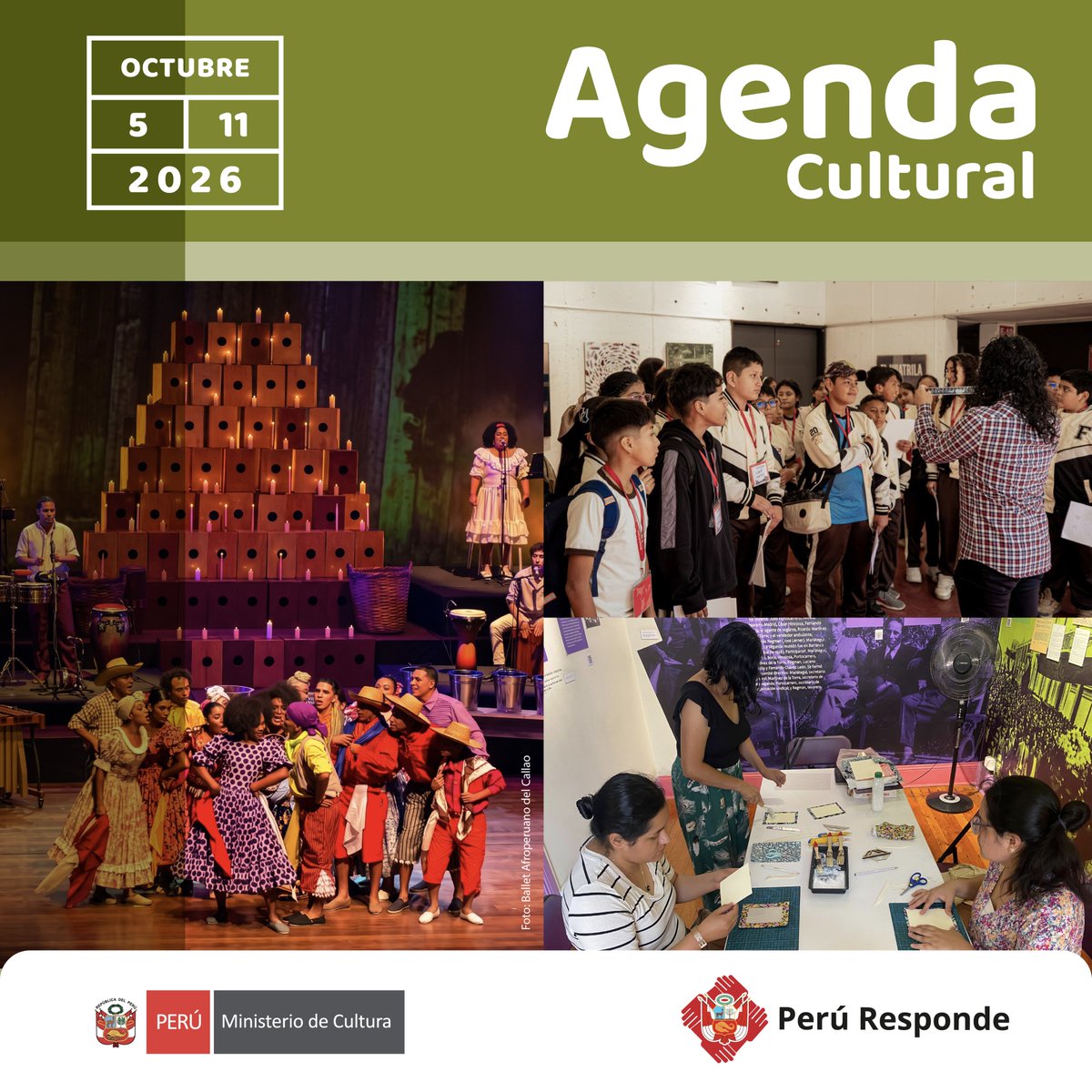 MinCulturaPe's tweet photo. Esta semana, déjate llevar por la música, el arte y nuestra historia. 🎶🎨📜

Descarga nuestra #AgendaCultural y explora exposiciones, participa en talleres creativos y disfruta de espectáculos y películas peruanas.

👉 Ingresa aquí: https://t.co/7uVnTlYTrK https://t.co/hi6ODxmChk