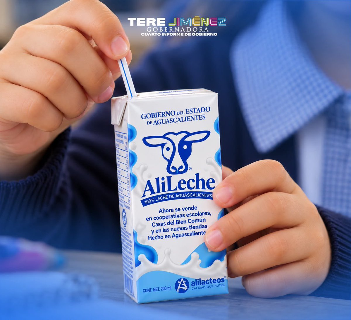 GobAgs's tweet photo. 🥛ALILECHE, DEL CAMPO DE AGUASCALIENTES A NUESTRAS FAMILIAS 🐄 

#TereJiménez
#CuartoInforme
#ElGiganteDeMéxico https://t.co/W9BruPogfj