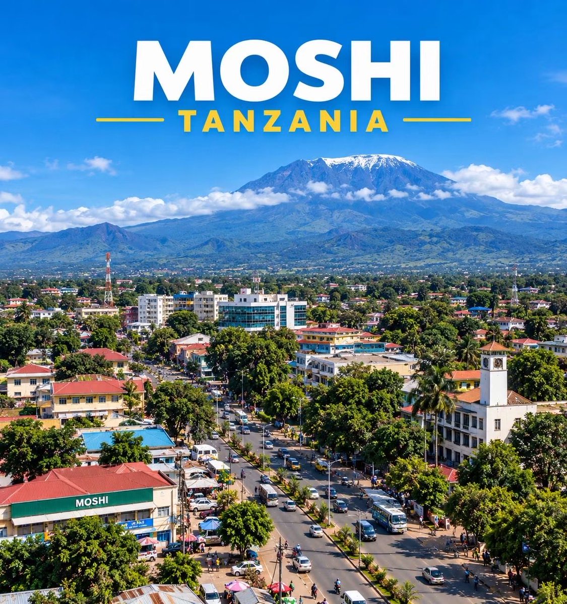 zoetjesheeftX's tweet photo. 🏔️ MOSHI, TANZANIA 🇹🇿

Moshi is a vibrant town in northern Tanzania, famous for its stunning views of Mount Kilimanjaro, Africa’s highest mountain. 🏔️🌍 The town is surrounded by greenery, busy streets, and rich local culture, making it an important gateway for visitors exploring Kilimanjaro. 🌿🚶‍♂️✨