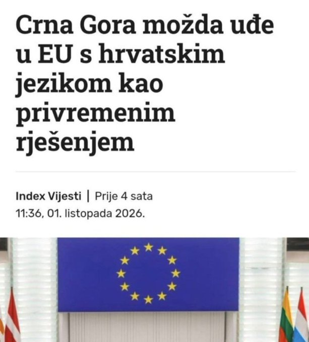 RadunBranko's tweet photo. Хрвати ће позајмити Црној Гори (која говори српски) хрватски језик као свој привремено или за стално иако су Хтвати узели српски језик као франшизу али то не признају... https://t.co/hQHvH2qCsh