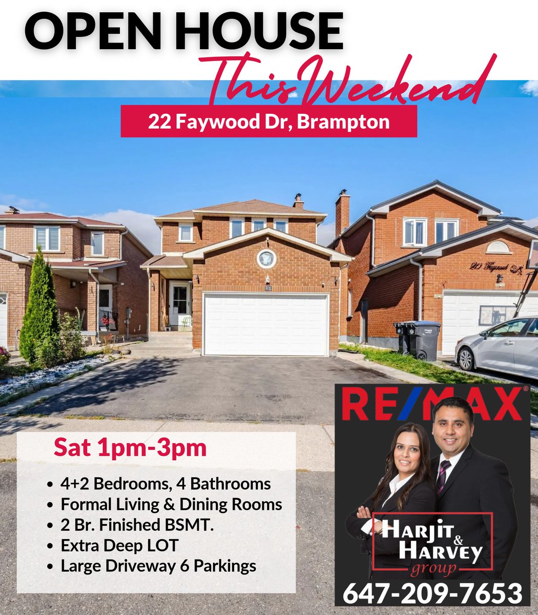 HarjitHarvey's tweet photo. Open House in Brampton!
#HarjitHarvey #HarjitHarveyGroup #HarjitSaini #HarveySingh #VanshSaini #KaranDhami #WeKeepYouFirst #Remax #RemaxAgents #BramptonRealEstate #BramptonHomes #HomesForSale #YYZRealEstate #OpenHouse #BramptonOpenHouse #FletchersWest #sheridancollege #22faywood https://t.co/3TcyqY1rTt