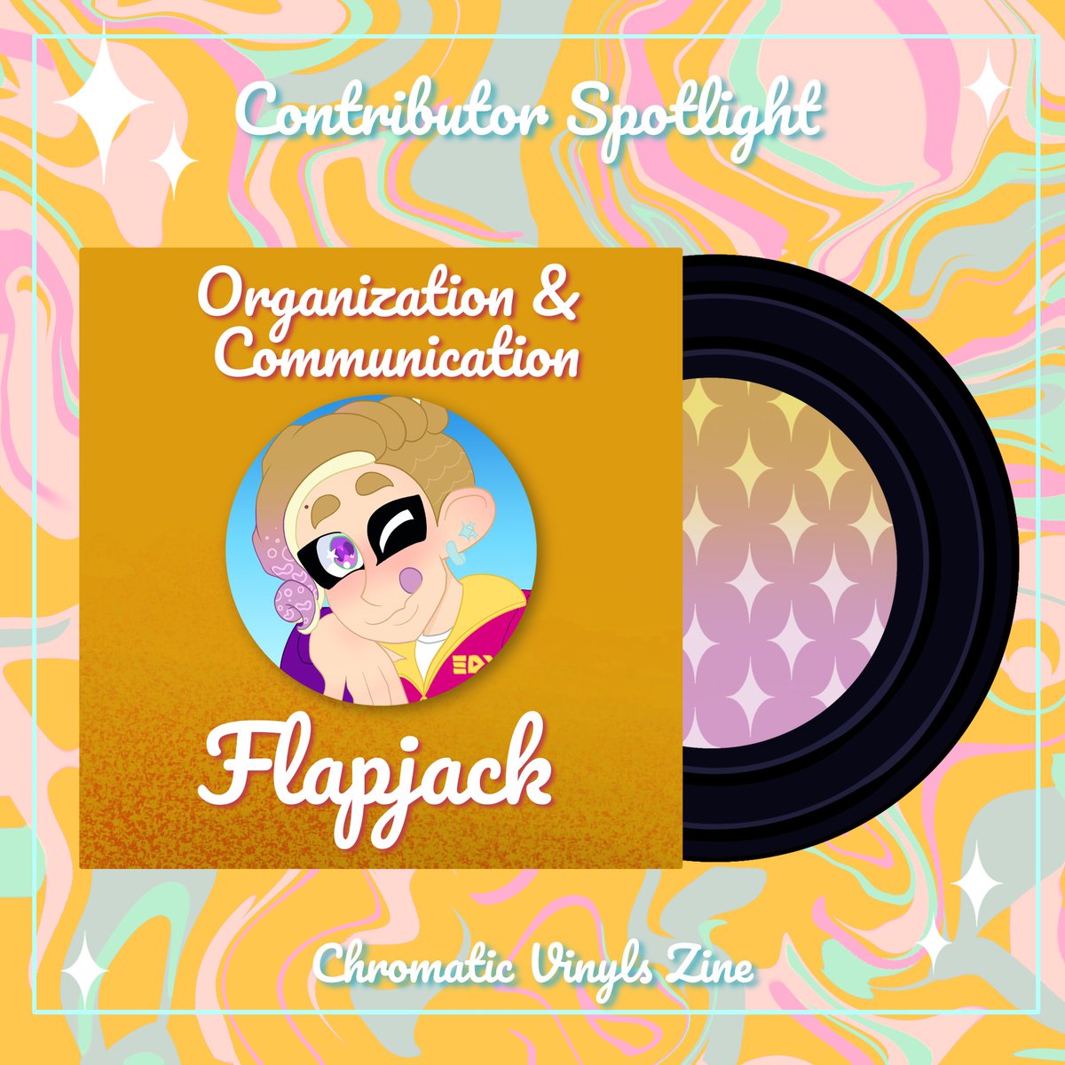 ChromaticVinyls's tweet photo. Next up, our moderators! 🎶

Starting off with @lilacflapjacks and Iko, these two bring both the glimmer and interestingly shaped colors to the table! ⋆.˚✮💜 🔵 🟧✮˚.⋆
#ZINE #FANZINE https://t.co/8Ka1k3gdRP