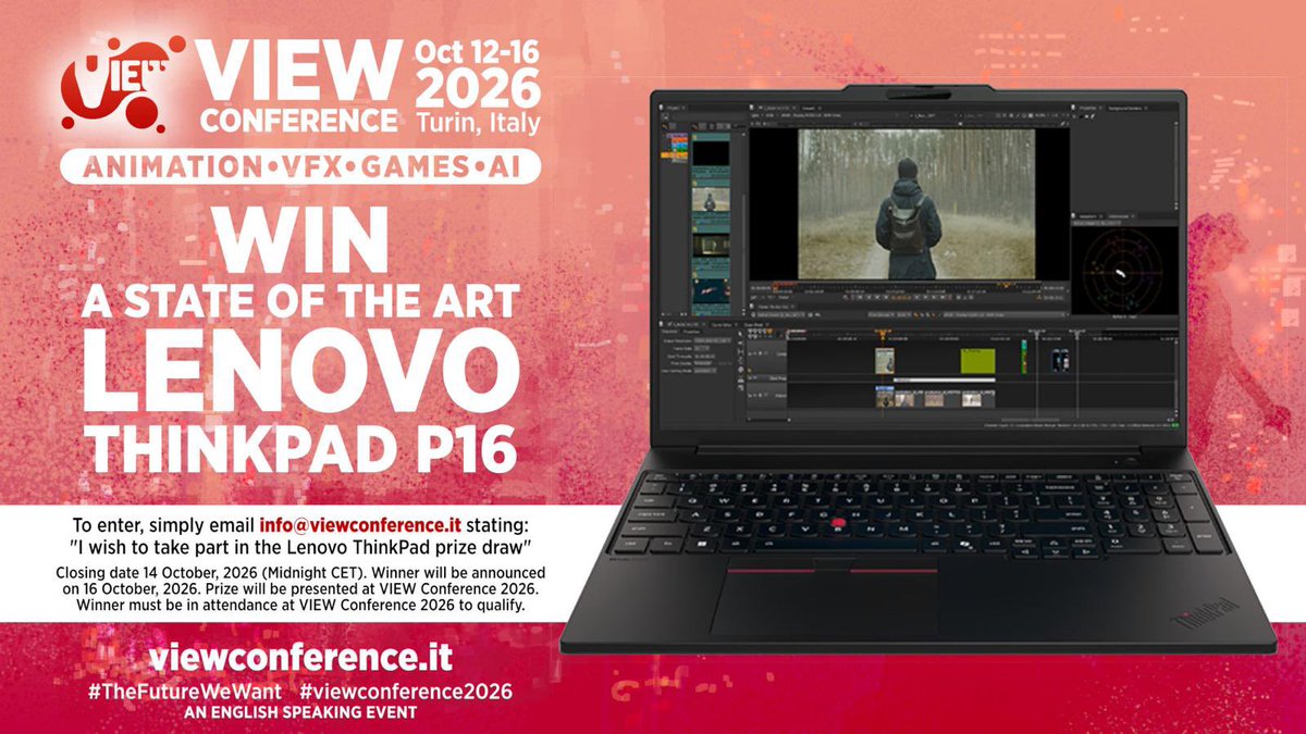 ViewConference's tweet photo. @ViewConference is proud to announce a @Lenovo  giveaway! WIN A STATE OF THE ART LENOVO THINKPAD P16

To enter:
info@viewconference.it 
“I wish to take part in the Lenovo ThinkPad prize draw.”

Closing date 14 Oct, 2026 (Midnight CET).

#lenovo #thinkpad #p16 #mobileworkstation https://t.co/N3qcioBtil