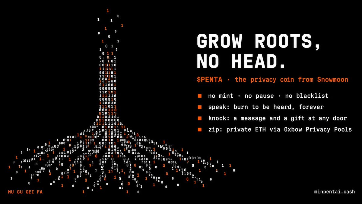 MinpentaiPRV's tweet photo. Grow Roots, no head @zipcoincash @VitalikButerin 

the privacy coin from snowmoon

#PENTA #PRIVACY #0XBOW #ETH https://t.co/V3kYs690Ic