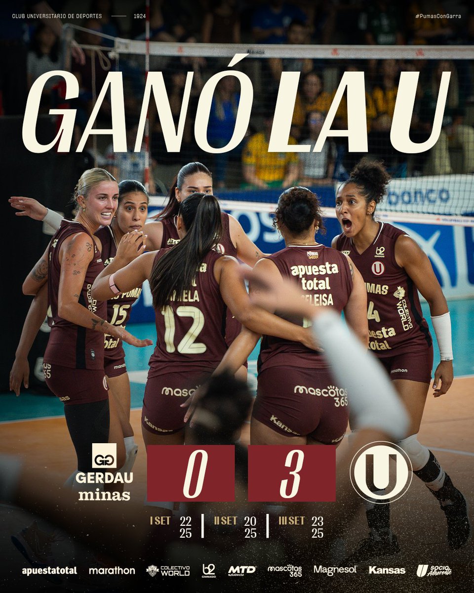 VoleyU1924's tweet photo. 👊💛 ¡𝗚𝗔𝗡𝗔𝗠𝗢𝗢𝗢𝗢𝗢𝗢𝗢𝗢𝗢𝗦!

⏱️ I 𝙁𝙄𝙉𝘼𝙇 𝘿𝙀𝙇 𝙋𝘼𝙍𝙏𝙄𝘿𝙊

🏐 Gerdau Minas 23-25 Universitario 

#PumasConGarra https://t.co/MnWC3JdTsD