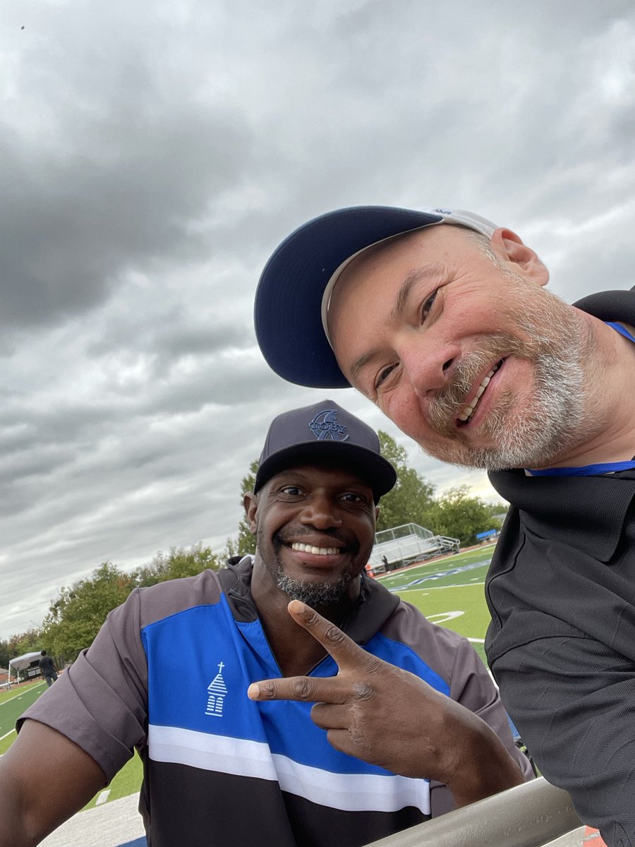 TVsJerry's tweet photo. Great catching up with @CoachRufus42 
We’re live from Mount St Mary
Plainview @ Mount St Mary Franchise game of the week 
Starting at 7 on @FranchiseOK https://t.co/h2EW9LsNYJ