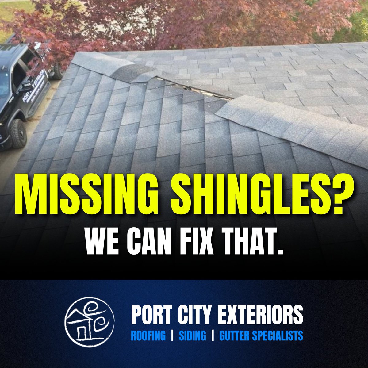 PortCityExt's tweet photo. MISSING SHINGLES? WE CAN FIX THAT.

We’ll replace missing shingles and help
protect your roof from water damage.

🏠 Port City Exteriors
🌐 https://t.co/0oTncE5XRV
📲 231-900-1300 https://t.co/xX7SsUQHjY