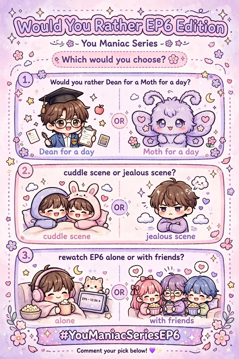 RTsakane41391's tweet photo. Would you rather Moth for the day or cuddle scene 

#YOUMANIACSERIESEP6 https://t.co/X4NsqDUqle