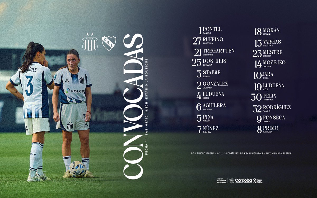 CATalleresdecba's tweet photo. 📋 | #Convocadas por Leandro Iglesias para el duelo con Independiente por la Fecha 11 del Torneo Clausura de Fútbol Femenino 2026.
#𝗩𝗔𝗠𝗢𝗦𝗧𝗔𝗟𝗟𝗘𝗥𝗘𝗦 💙 https://t.co/iwxlkjKy6k