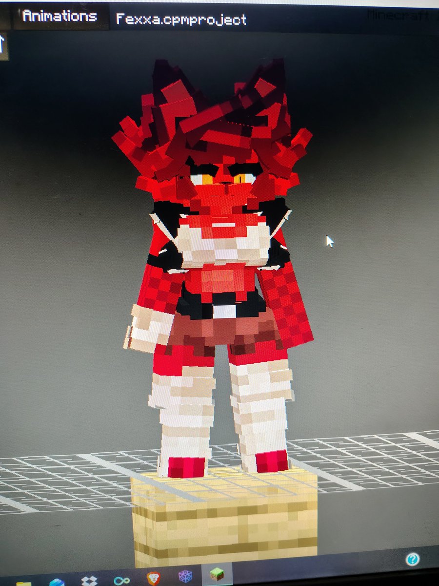 AntanBozu's tweet photo. Hace un tiempo hice un modelo de fexa para Minecraft con el mod de  yes Steve model

Me gusta el diseño de fexa, me gustaría intentar hacerle un dibujo en algún momento https://t.co/bAW6l6gqjP