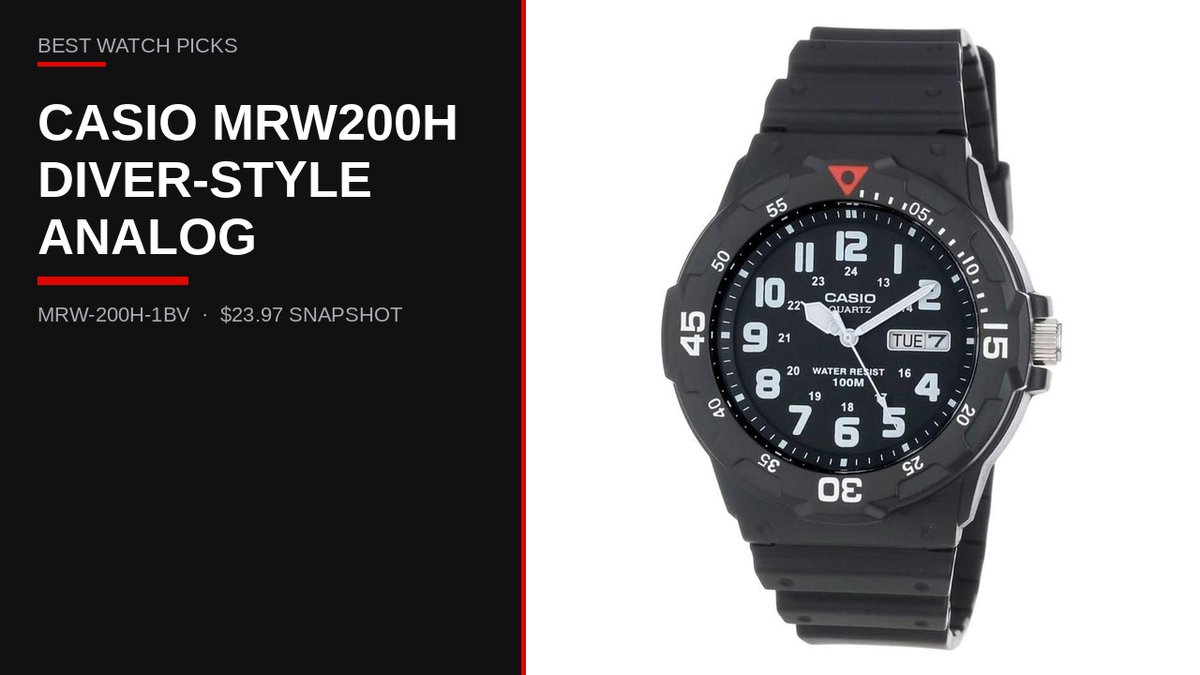 bestwatchpicks's tweet photo. Casio MRW-200H-1BV — budget diver-style analog under $25. Live Amazon US 2 Oct 2026: $23.97 (list $39.95; ~40% savings), In Stock, 4.4★ from 16,652. Ships/Sold https://t.co/gMtSIKX7aJ — confirm live. Affiliate. https://t.co/H4qaj8fZWi https://t.co/WnwhofYtjh