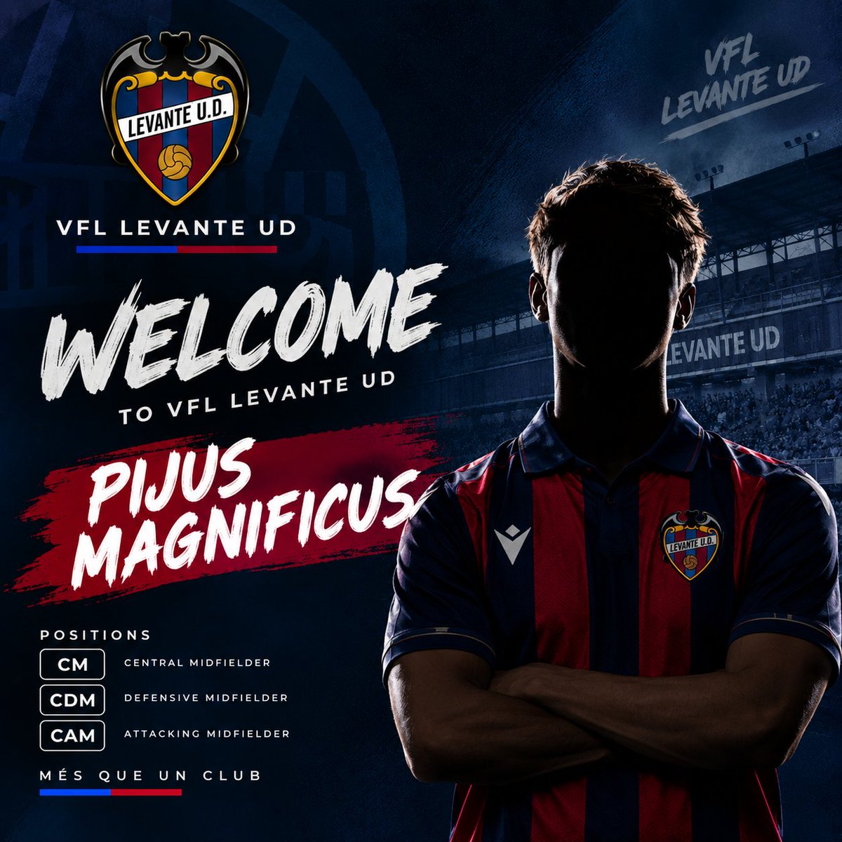 vfl_levanteud's tweet photo. 🔵🔴WELCOME TO VFL LEVANTE UD, PIJUS!

We’re pleased to announce the signing of Pijus Magnificus, joining the squad as a versatile CM/CDM/CAM.

A complete midfielder who brings versatility and control across the midfield.🎯

Welcome to VFL Levante UD, Pijus!
Més que un club.🔵🔴 https://t.co/DWzhc9AFDa