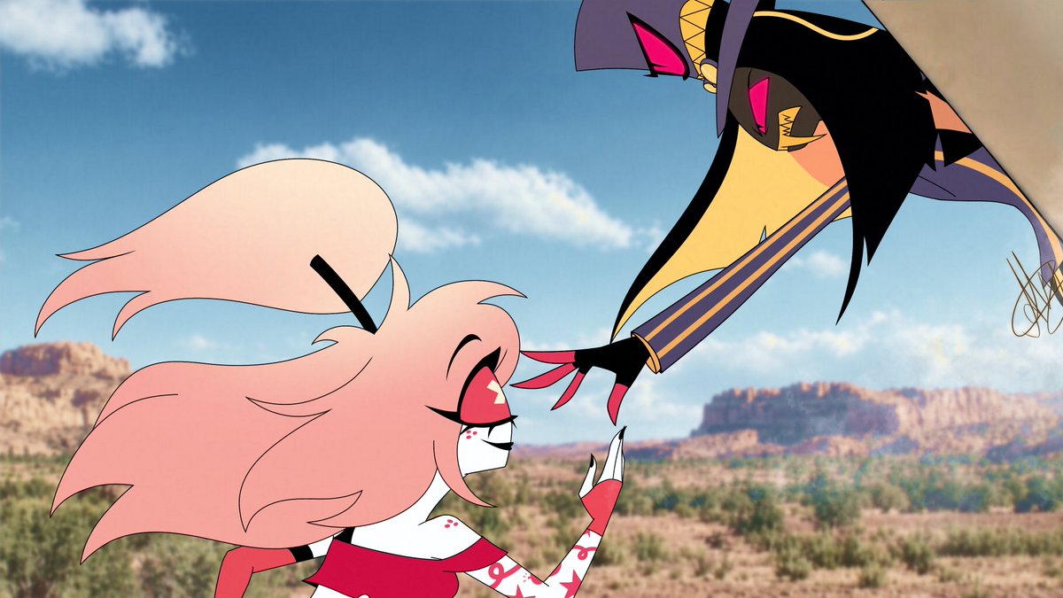 Alissontsuki's tweet photo. My contribution to the Coyote vs. ACME fandom, or should I say… Sir Pentious vs Heaven!! #HazbinHotel #HazbinHotelFanarts #coyotevsacmeㅤ https://t.co/Gb2fPfGBpi