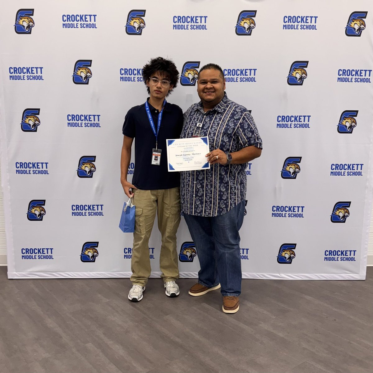 Crockett_MS's tweet photo. 🎉Congratulations to our 6th, 7th, & 8th Grade @Crockett_MS Cougars of the Week! This six weeks they’re Leading with INTEGRITY- one of our Six Pillars of Leadership. Keep up the GREAT work and keep showing your Cougar PRIDE! #LeadbyExample #WhateverItTakes #OperationB+ https://t.co/KQiYdlE1rP